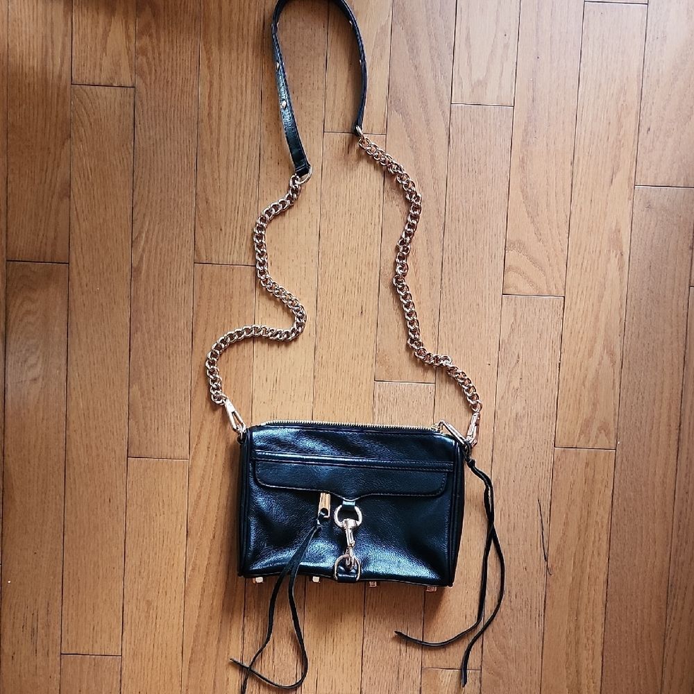 Rebecca Minkoff Black Crossbody Bag with Gold Chain